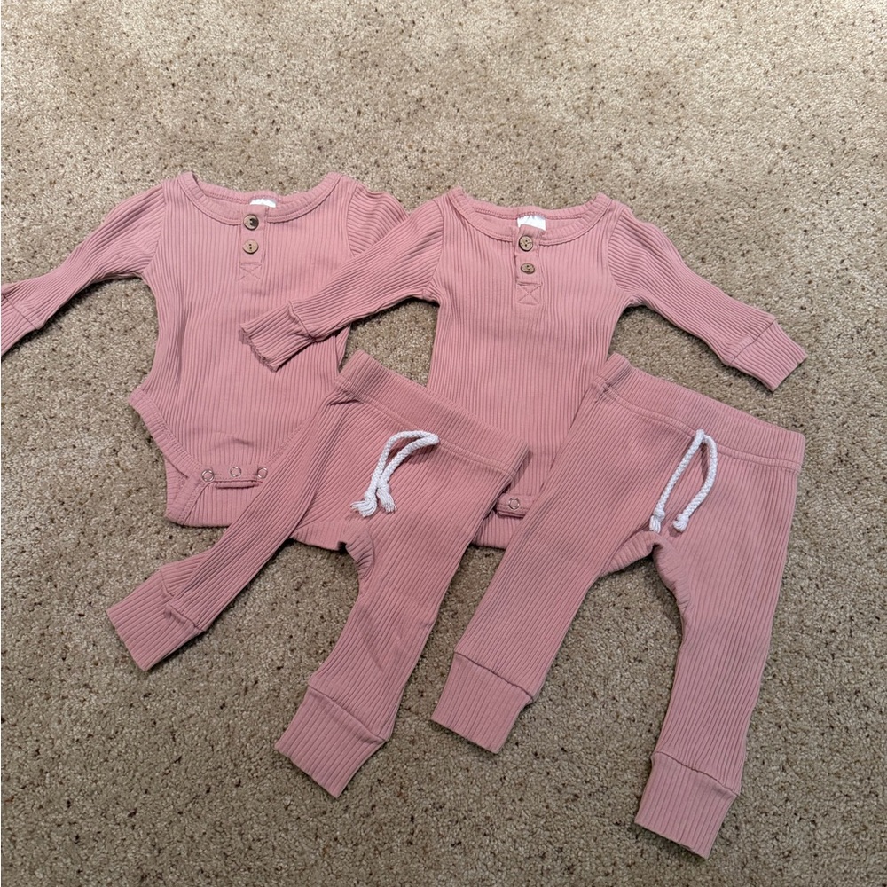 Little One Shop Pink Long Sleeve Bodysuit & Pants Bundle